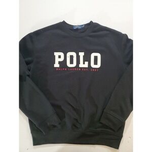 Polo Ralph Lauren Sweatshirt Men's Medium M Black Graphic Crewneck Pullover Logo
